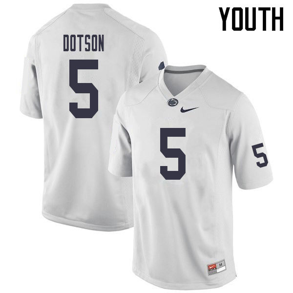NCAA Nike Youth Penn State Nittany Lions Jahan Dotson #5 College Football Authentic White Stitched Jersey BGN7198FK